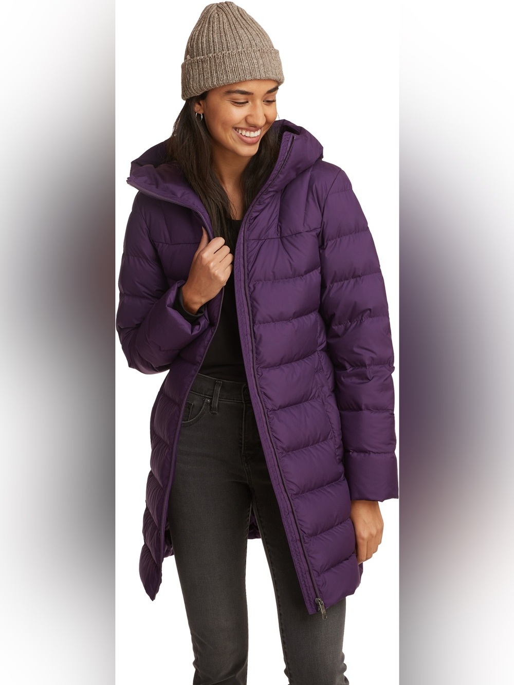 MEC Tremblant Long Hooded Puffer Coat in Deep Plum